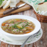 Овощной суп с молодым картофелем и мясными фрикадельками