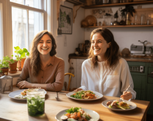 Дівчата за столом правильне харчування