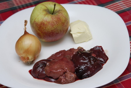 продукты для приготовления паштета из куриной печени с яблоком