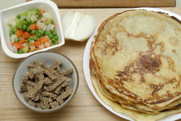 рецепт c фото блинов с мясом шаг 1
